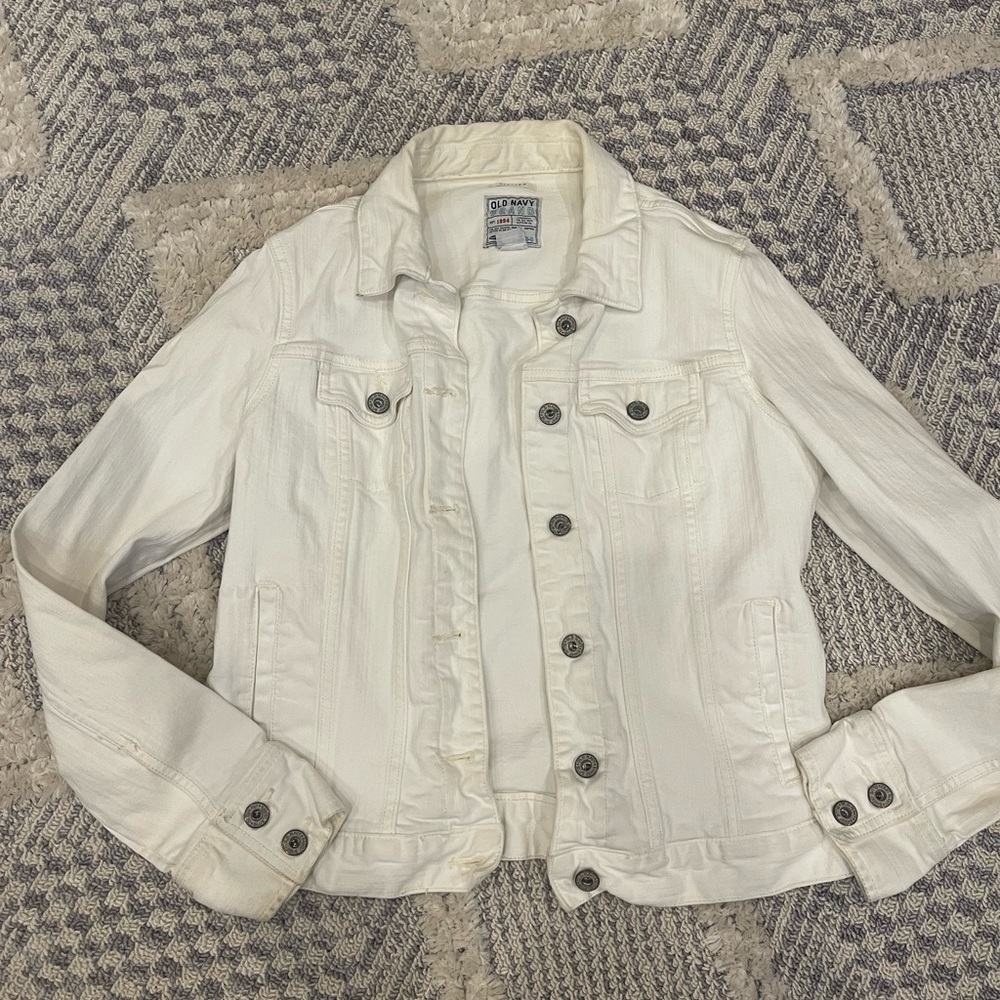 Old Navy Women's White Denim Jean Stretch Jacket Medium